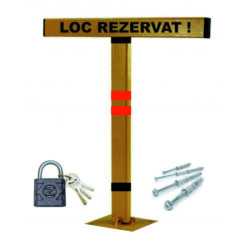 Blocator loc parcare, model T, teava otel, suruburi si lacat inclus, galben