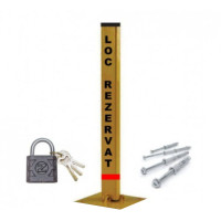 Blocator rezervare loc parcare, model stalp, din teava metal, culoare galbena