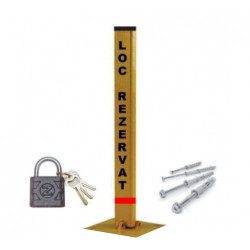 Blocator rezervare loc parcare, model stalp, din teava metal, culoare galbena