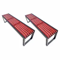 Banci terasa/gradina, structura metal, sezut din lemn, set 2 bucati