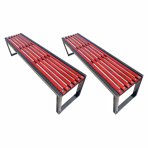 Banci terasa/gradina, structura metal, sezut din lemn, set 2 bucati