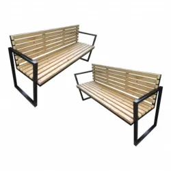 Banci gradina/terasa, structura metal, 3 persoane, 170 x 80 x 50 cm, set 2 bucati