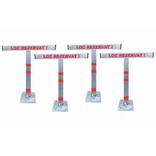 Set 4 blocatoare parcare, otel, culoare argintie, model T