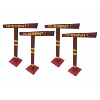 Set 4 blocatoare parcare, otel, culoare rosie, model T
